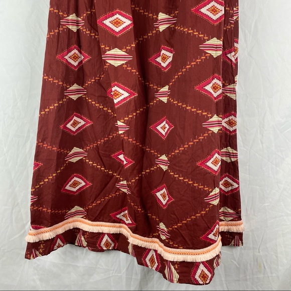 Beach Warrior Maroon Boho Long Maxi Skirt Size 14 - Picture 11 of 14
